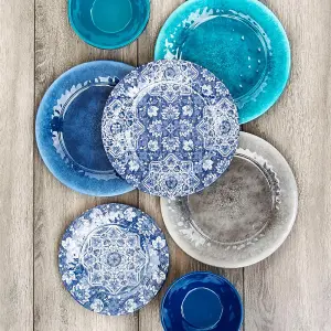 Purely Home Atlantic Blue Melamine  Dinner Plates - Set of 4