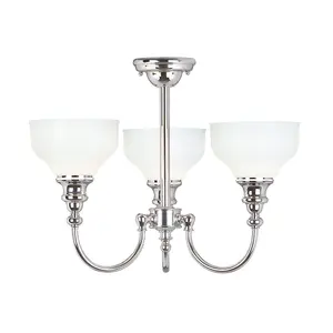 Elstead Cheadle 3 Light Bathroom Chandelier Pendant Light Polished Chrome IP44, G9