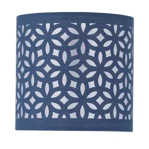 First Choice Lighting Navy Blue Laser Cut 15.5cm Table Lamp Shade