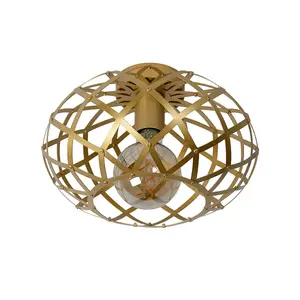 Lucide Wolfram Modern Flush Ceiling Light 30cm - 1xE27 - Matt Gold, Brass