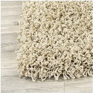 Abaseen 60x110 cm Light Beige Thick Pile Soft Shaggy Modern Rug