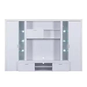 Roma Entertainment Unit White With High Gloss Fronts And LED