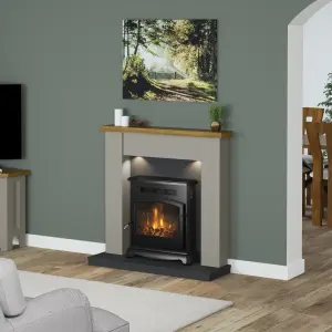 Be Modern Attley Stone & Oak effect Fire surround set with Lights included