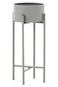 Interiors by Premier Sturdy Small Grey Floor Standing Planter, Contemporary Outdoor Pot For Flowers, Durable Floor Planter