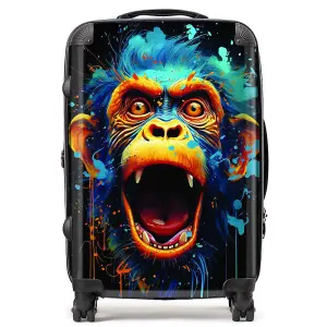 Crazy Monkey face Splashart Suitcase - Medium