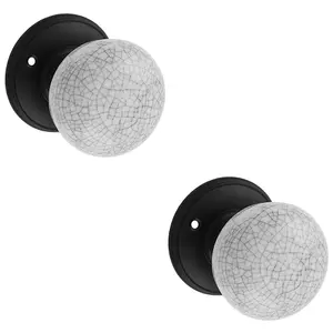 2 PACK - Pair Porcelain Mushroom Mortice Interior Door Knob Midnight Crackle & Matt Black