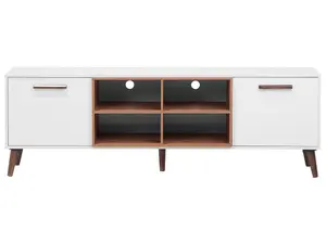 Beliani Retro TV Stand White ALLOA