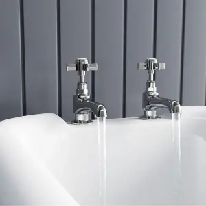 Nes Home Classic Victorian Design Chrome Single Pair Of Hot And Cold Bath Taps