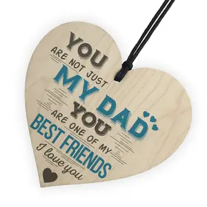 Red Ocean Dad Best Friend Fathers Day Wooden Hanging Heart Wall Sign Plaque Gift For Dad Daddy Birthday