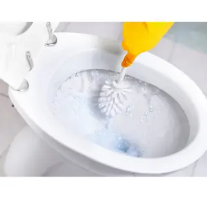 1 x Deep Cleaning Strong White Plastic Toilet Replacement Brush With Handle