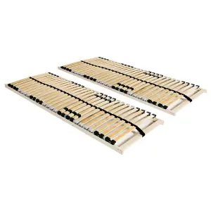 Berkfield Slatted Bed Bases 2 pcs with 28 Slats 7 Zones 70x200 cm