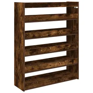 Berkfield Shoe Rack Smoked Oak 80x25x100 cm Engineered Wood