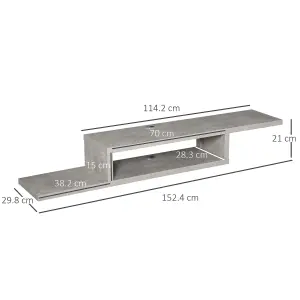 HOMCOM Wall Mounted Media Console, Floating TV Stand Component Shelf, Grey