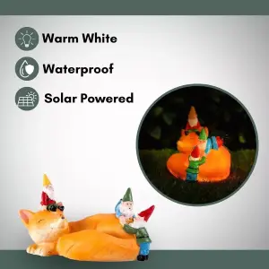 Solar Sleeping Fox Ornament Gnome Garden Home Patio Decking Flower Bed Standing