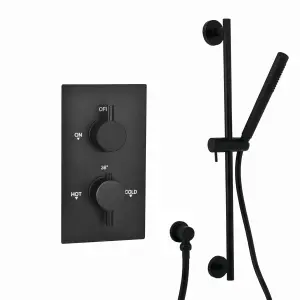 ENKI Venice Matte Black Round Concealed Brass Thermostatic Shower Slider Rail Kit SH0237