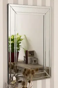 MirrorOutlet Langley All Glass Modern Bevelled Mirror 90 x 60 CM