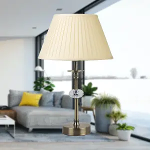 First Choice Lighting Pleated 50cm Cream Faux Silk Shade for Table or Floor Lamp