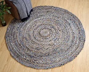 JEANNIE Round Kids Rug Ethical Source with Recycled Denim - L60 x W60