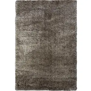 Lagom Collection Solid Design Shaggy Rugs in Grey