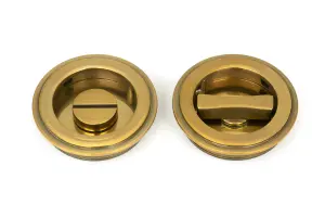 From The Anvil Aged Brass 60mm Art Deco Round Pull - Privacy Set