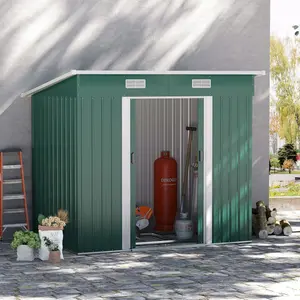 Albelo 7" W x 4" D Metal Pent Garden Shed