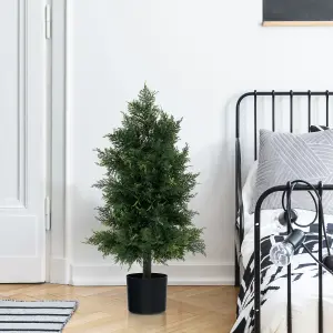 Costway Artificial Cedar Topiary Tree Indoor Fake Pine Tree w/ Plastic Nursery Pot