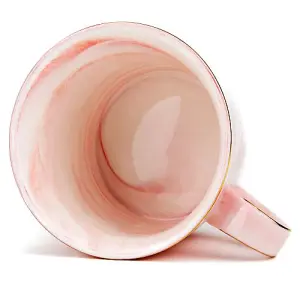 Beautiful 25th Anniversary Grey and Pink Marble Ceramic Mugs with Golden Trim