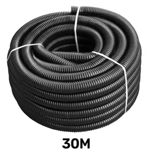 30m length of 32mm flexible corrugated hose for use with garden pond pumps,filters or water features,with 2 hose clamps