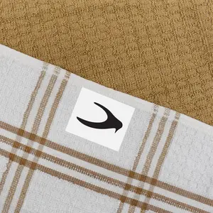 Cotton Stripe Waffle Tea Towel Kitchen Towel Tan