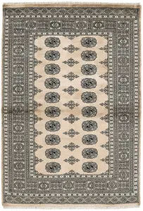 Beige Handmade Traditional Wool Bordered Floral Bedroom & Living Room Rug -180cm X 270cm