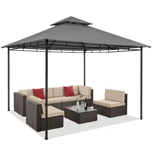 Yaheetech Dark Grey 3.3 x 3.3m Outdoor Garden Patio Gazebo with Water-resistant Fabric