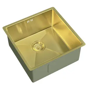 Liquida EL440BR 1.0 Bowl Brushed Brass Undermount Kitchen Sink With Waste