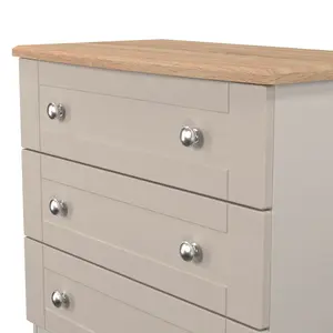 Sussex Ready assembled Beige & oak 3 Drawer Chest (H)692mm (W)765mm (D)415mm