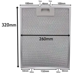 SPARES2GO Metal Grease Filter compatible with AEG BAUMATIC Cooker Hood Extractor Vent Fan 320 x 260mm 2 x Filters