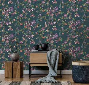 Galerie Flora Green Summer Bouquet Wallpaper