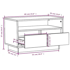 Berkfield TV Cabinet Grey 60x35x37 cm Solid Wood Pine