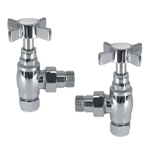 Right Radiators Towel Radiator Rail Valves Chrome Angled Central Heating Taps 15mm (Pair)