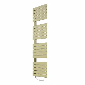 Rinse Bathrooms Designer Flat Panel Electric Heated Towel Rail Radiator Bathroom Prefilled Brushed Brass 1800x500mm