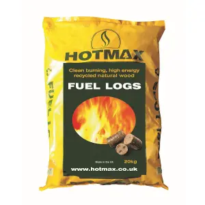 25 x 20kg Packs Hotmax 100% Natural Recycled Wood Dust Stove BBQ Burner Fuel Log Briquettes