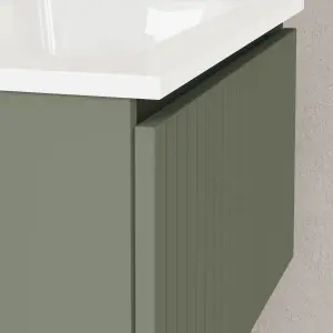 Banyetti Linea Muscat Sage Ribbed Wall Hung Vanity Unit 600mm x 460mm