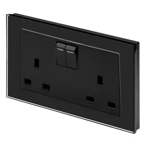 Crystal PG 13A DP Double Plug Socket With Switch Black