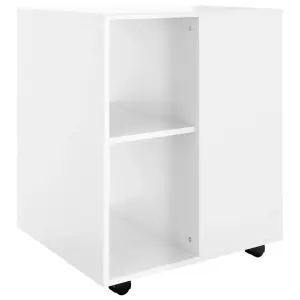 Berkfield Rolling Cabinet High Gloss White 60x53x72 cm Engineered Wood