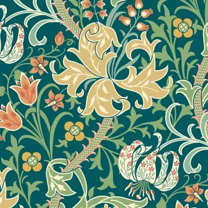 Hoopla Walls Lily Ogee Emerald Green Smooth Matt Wallpaper