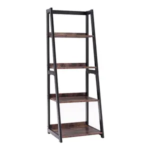 4 Tier Shelving Unit with Wood Shelf Bookcase Display Shelf