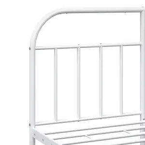 Berkfield Metal Bed Frame with Headboard and Footboard White 135x190 cm