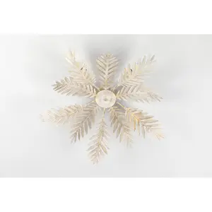 Luminosa Felce 5 Light Feather Multi Arm Semi Flush Ceiling Lamp, Ivory