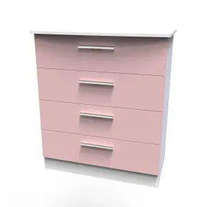 Harrow 4 Drawer Chest in Kobe Pink & White (Ready Assembled)