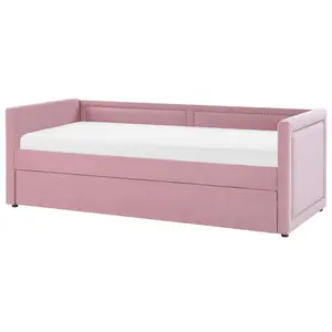 Corduroy EU Single Trundle Bed Pink MIMIZAN