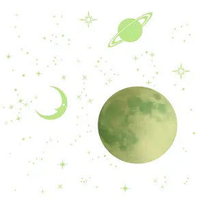 Walplus Glow In Dark Stars And Moons Kids Sticker PVC Multicoloured