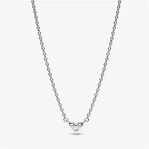 Pandora Triple Stone Heart Collier Necklace - Sterling Silver / Cubic Zirconia - Sz. 45 cm